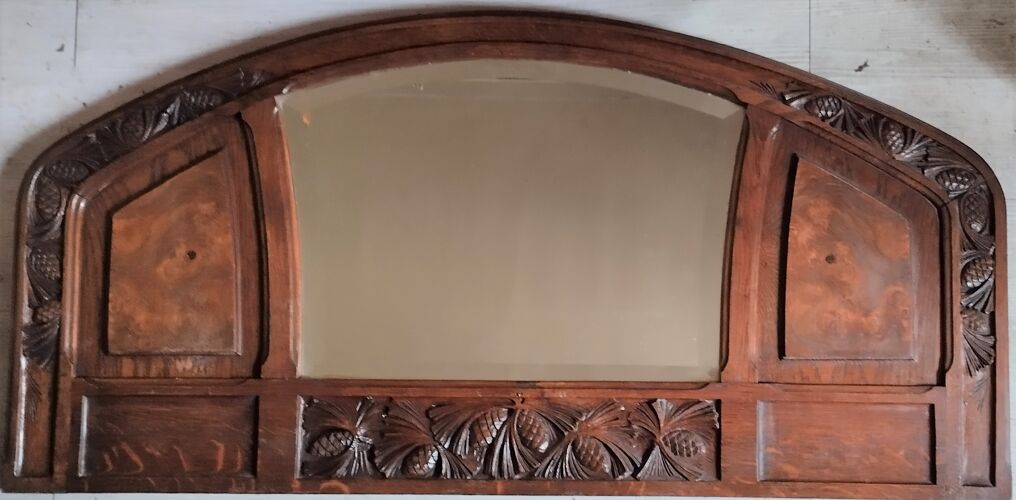 Miroir biseauté bois sculpté Art déco