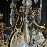 19th Century Cage Chandelier in Crystal and Gilded Bronze (Good Quality)