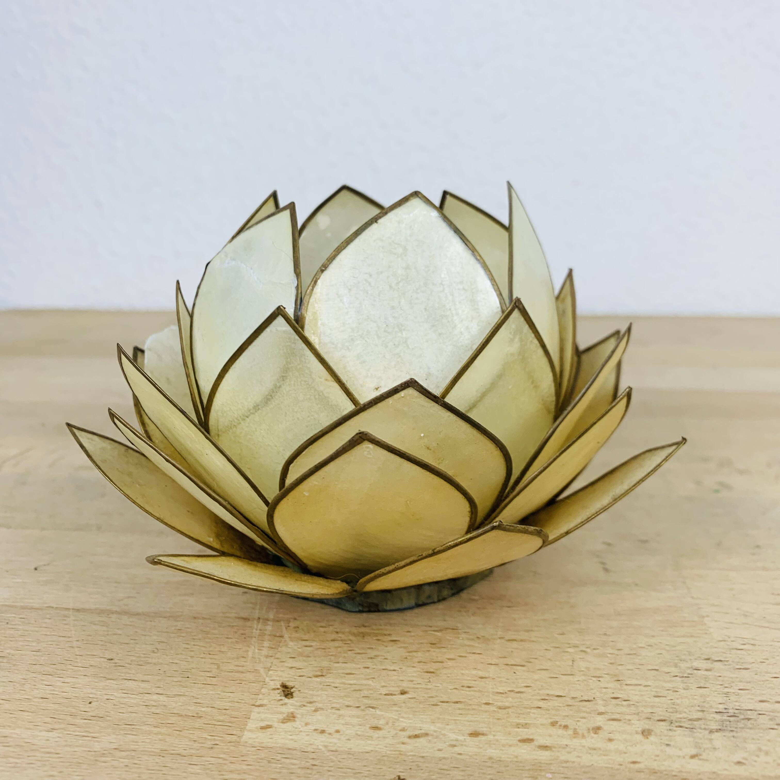 Mother-of-pearl lotus flower candle holder