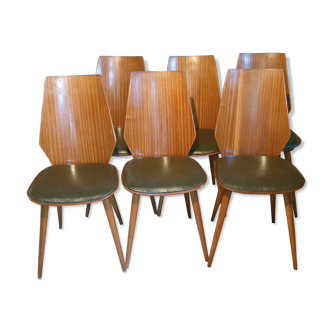 Suite of six Baumann chairs 1950s