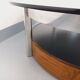 Vintage Italian round coffee table in rosewood, chrome metal, glass.
