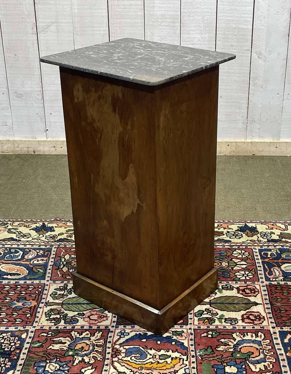 19th century bedside table in walnut, oak and marble top