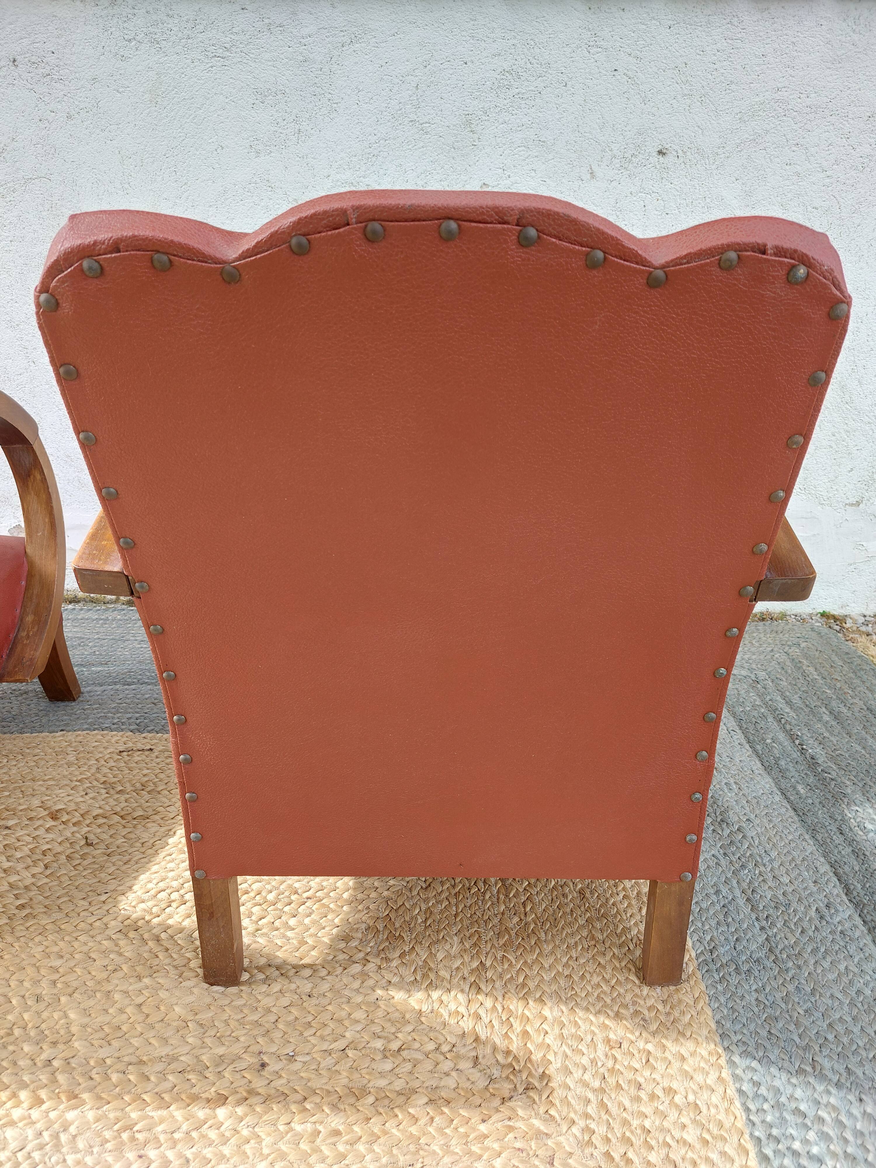 paire de fauteuils art déco, terracotta