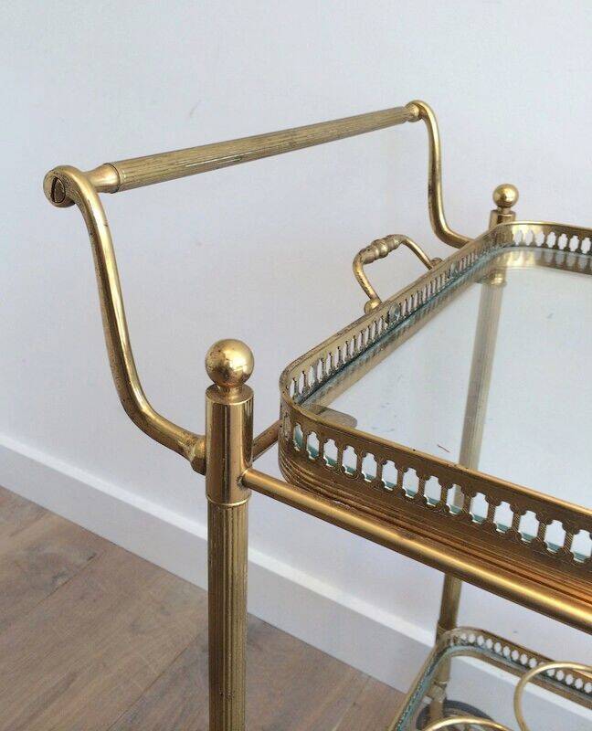 Neoclassical brass trolley with removable trays.