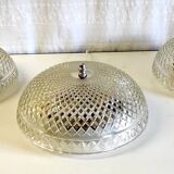 Ceiling lamp in glass and chrome 60s