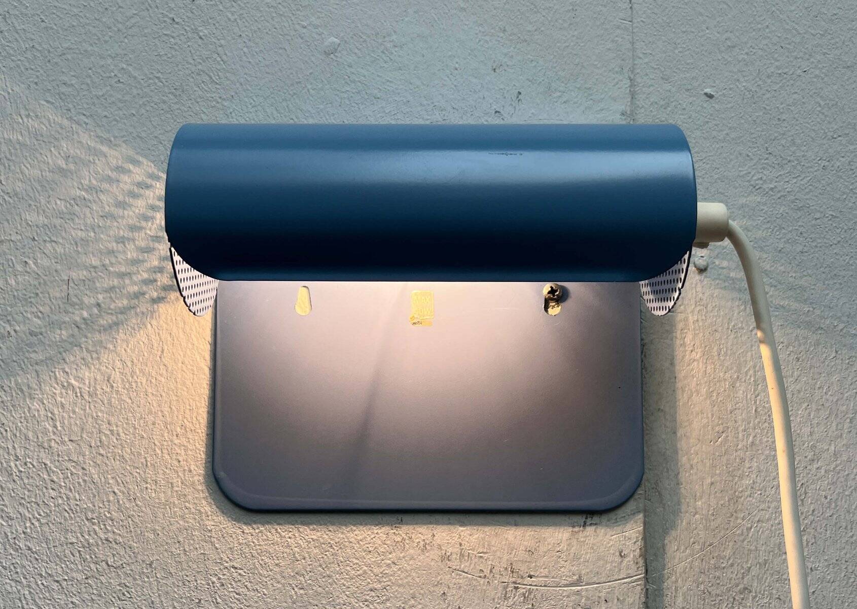 Light blue perforated metal suspension by Abo Randers, Danish postmodern, 1980s.