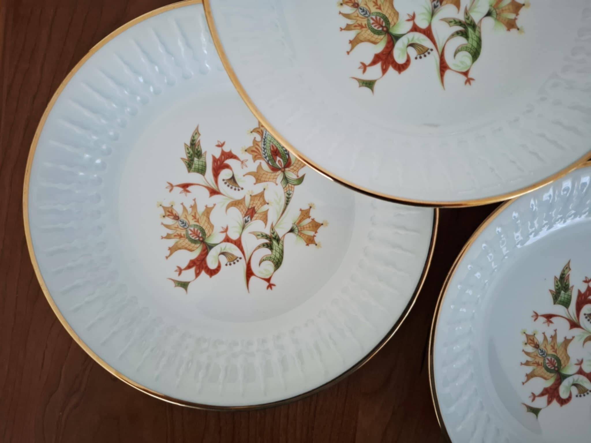 Porcelain soup plates from Chauvigny by Fernand Deshoulières