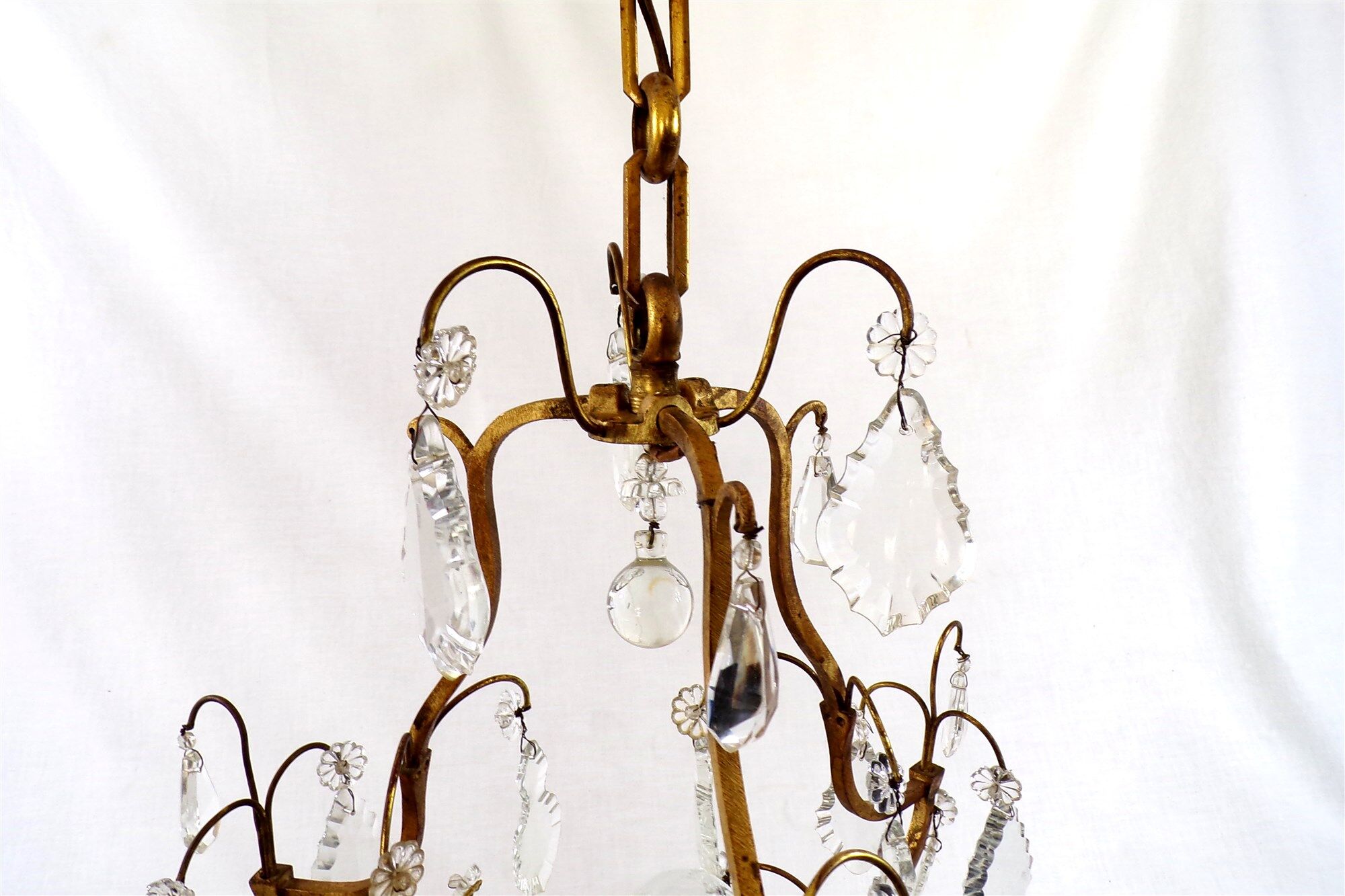 Vintage chandelier with shabby chic grapevines, bronze frame