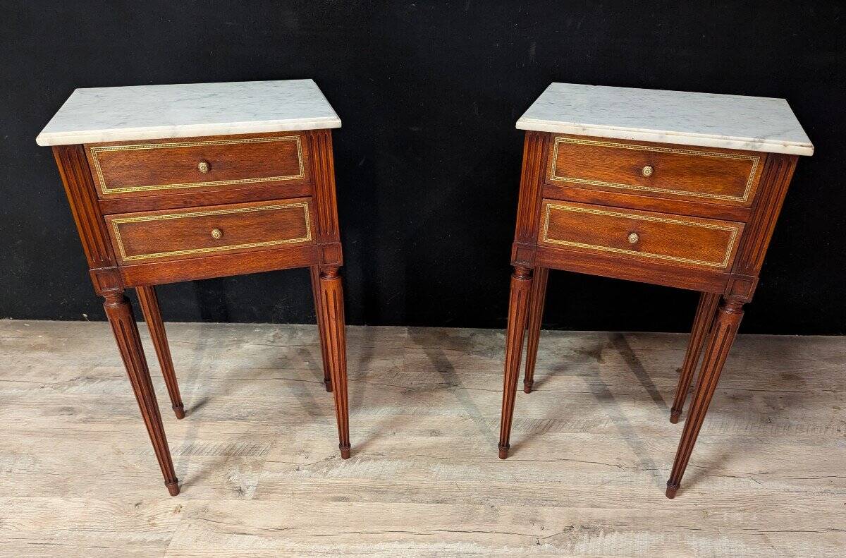 Pair of Louis XVI Style Mahogany Bedside Tables