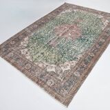 6x8 Vintage Green & Red Oriental Persian Rug, 172x252Cm