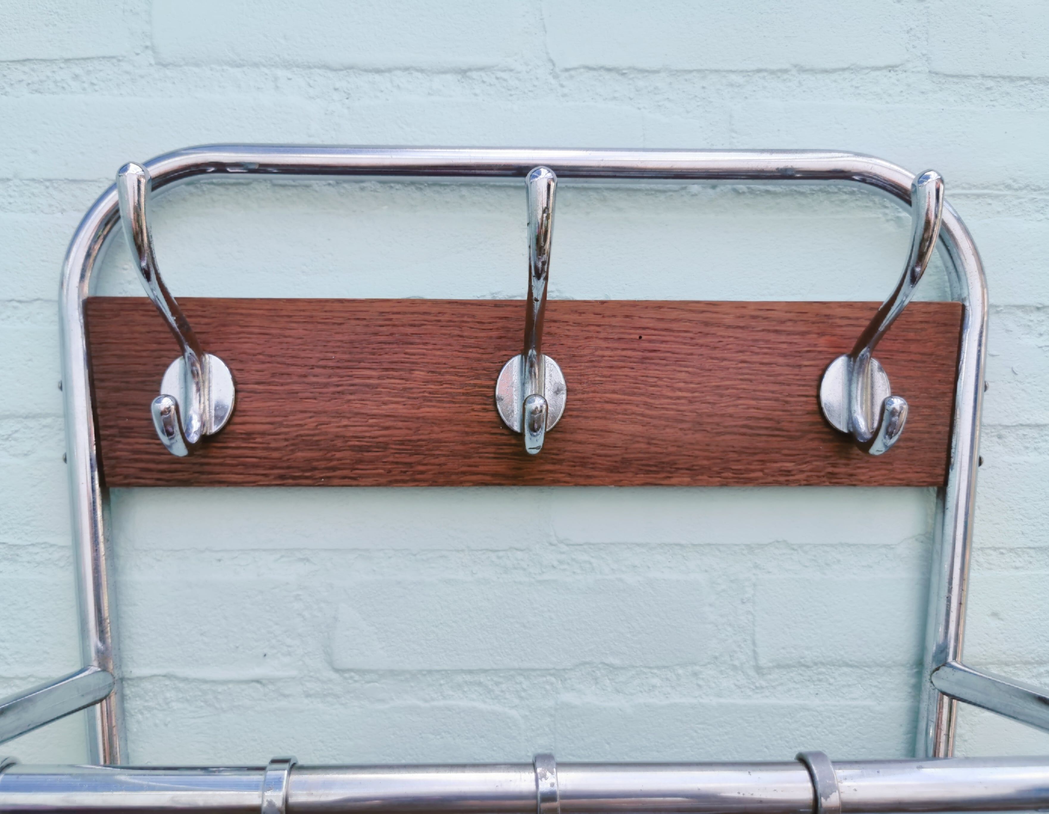 Vintage metal wall coat rack from the seventies
