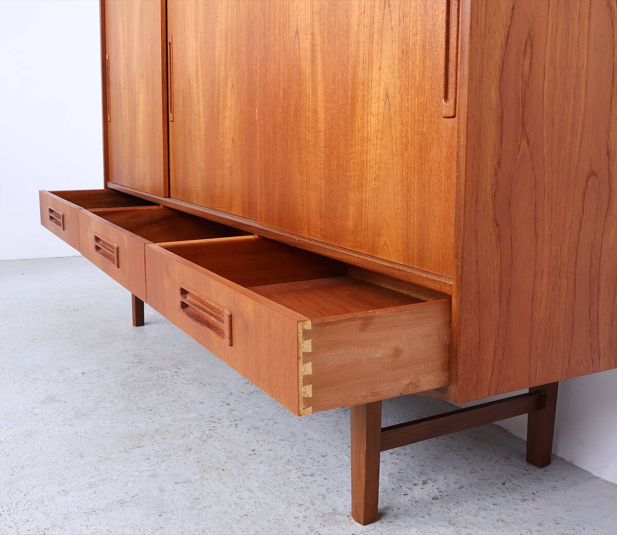 Danish design teak highboard with drawers, 1960s