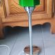 Floor lamp from the 60s/70s, chrome with two opal glass tulips in red and green.