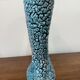 Large sculptural ceramic vase with textured turquoise blue and black glaze – Double horn – H. 31 cm
