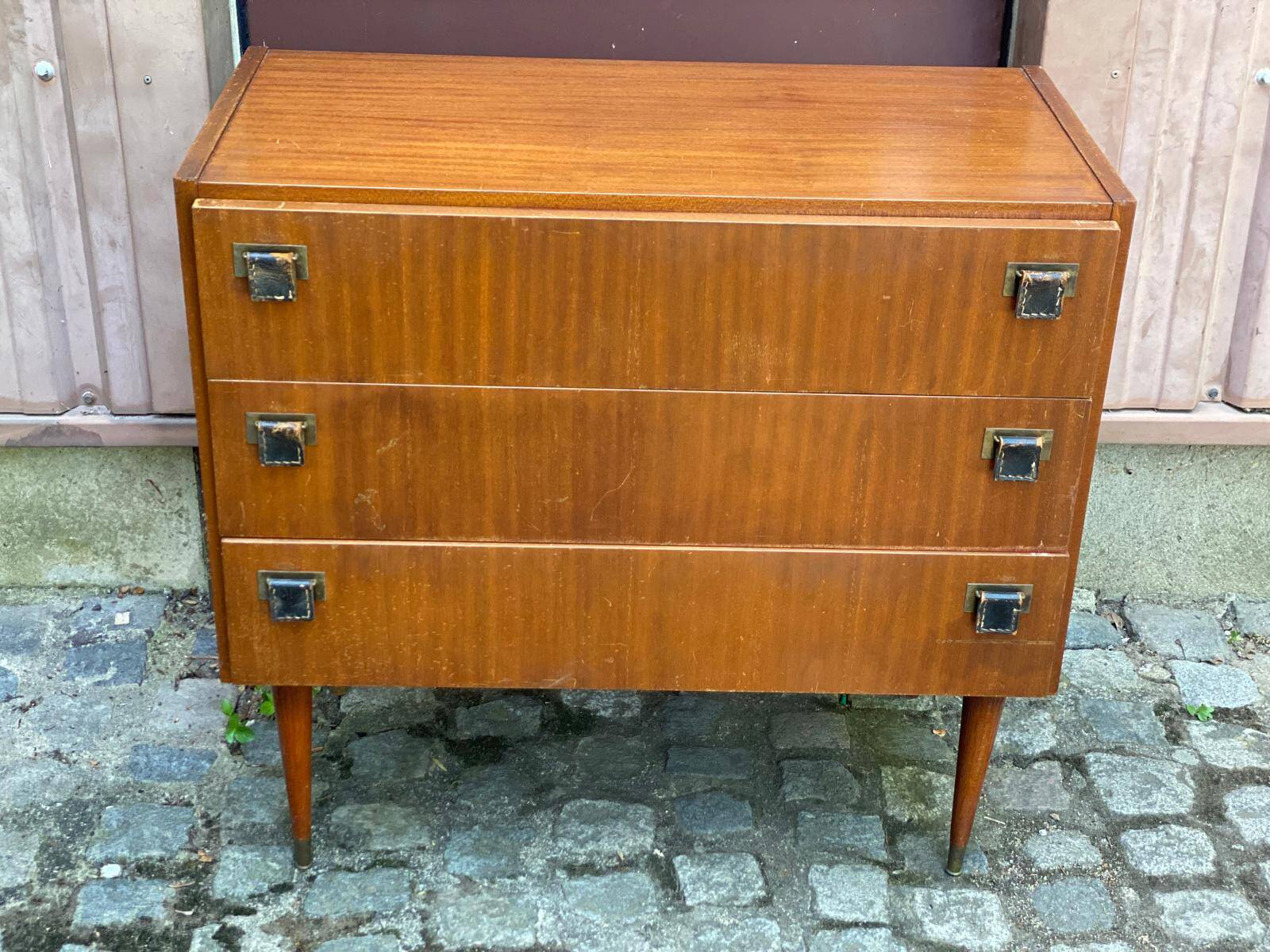 Commode scandinave Mid-Century Modern en bois 1950 3 tiroirs