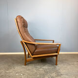 Lounge chair by Grete Jalk for Glostrup, teak and leather, 1960s