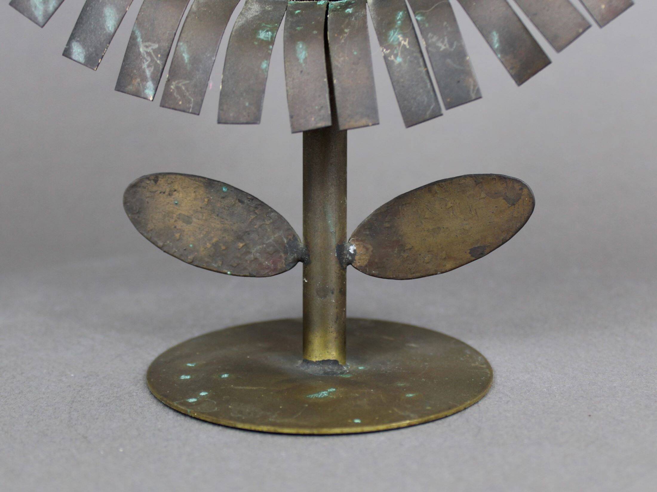 Jean Vinay flower mirror 1960s, In copper & brass