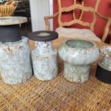 Set of 4 signed enameled vases