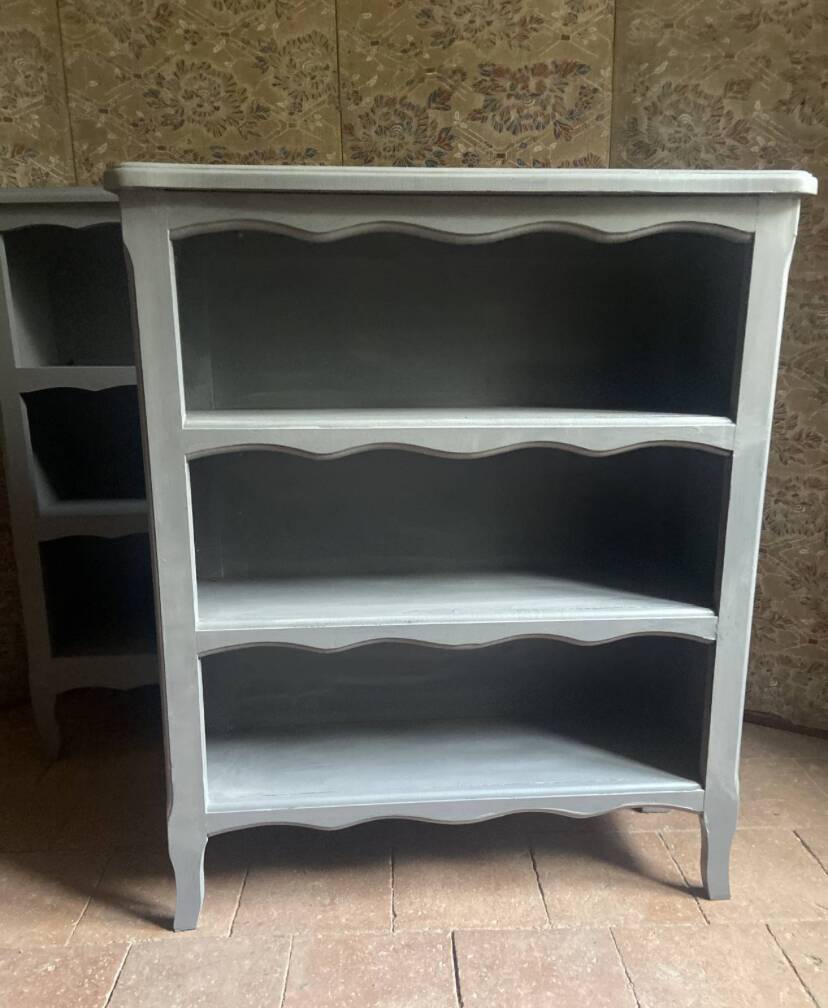 Bibus beech bookcase renovated in gray