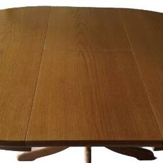 Baumann style round teak dining table with central leg Vintage Scandinavian table