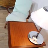 Vintage square teak coffee table 63x63 cm hbm mobler 1970 suede