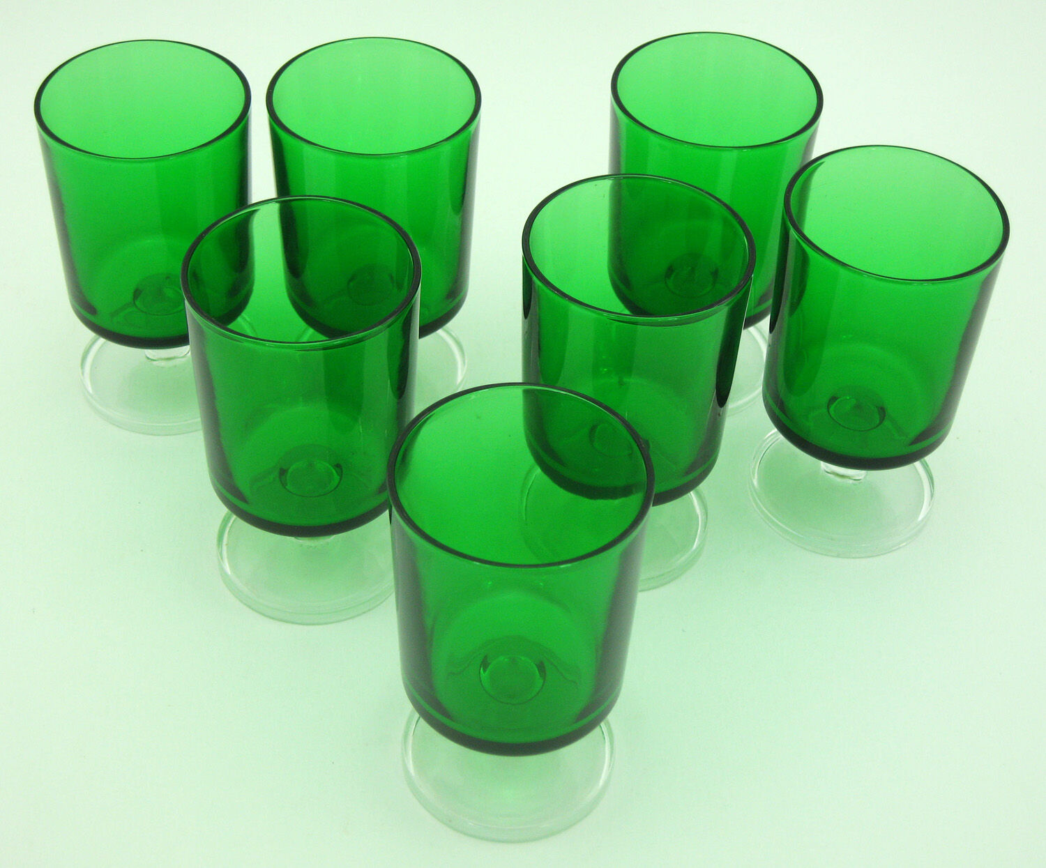 7 bottle green walking glasses - Cavalier Luminarc France 70