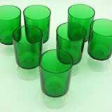 7 bottle green walking glasses - Cavalier Luminarc France 70