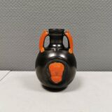 Vase in metallic glaze with orange details, Upsala Ekeby Sweden