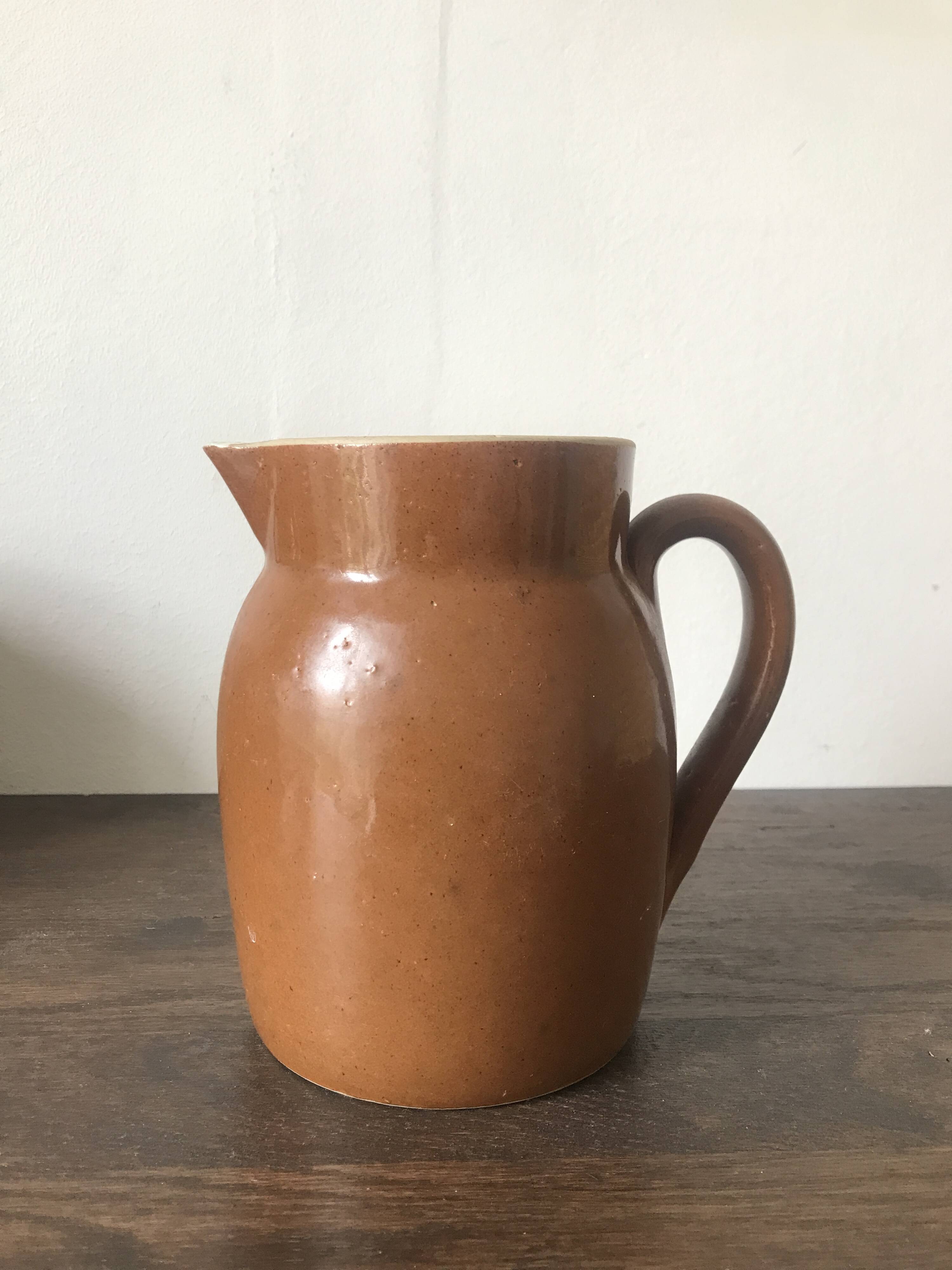 Set of 3 glazed stoneware jugs
