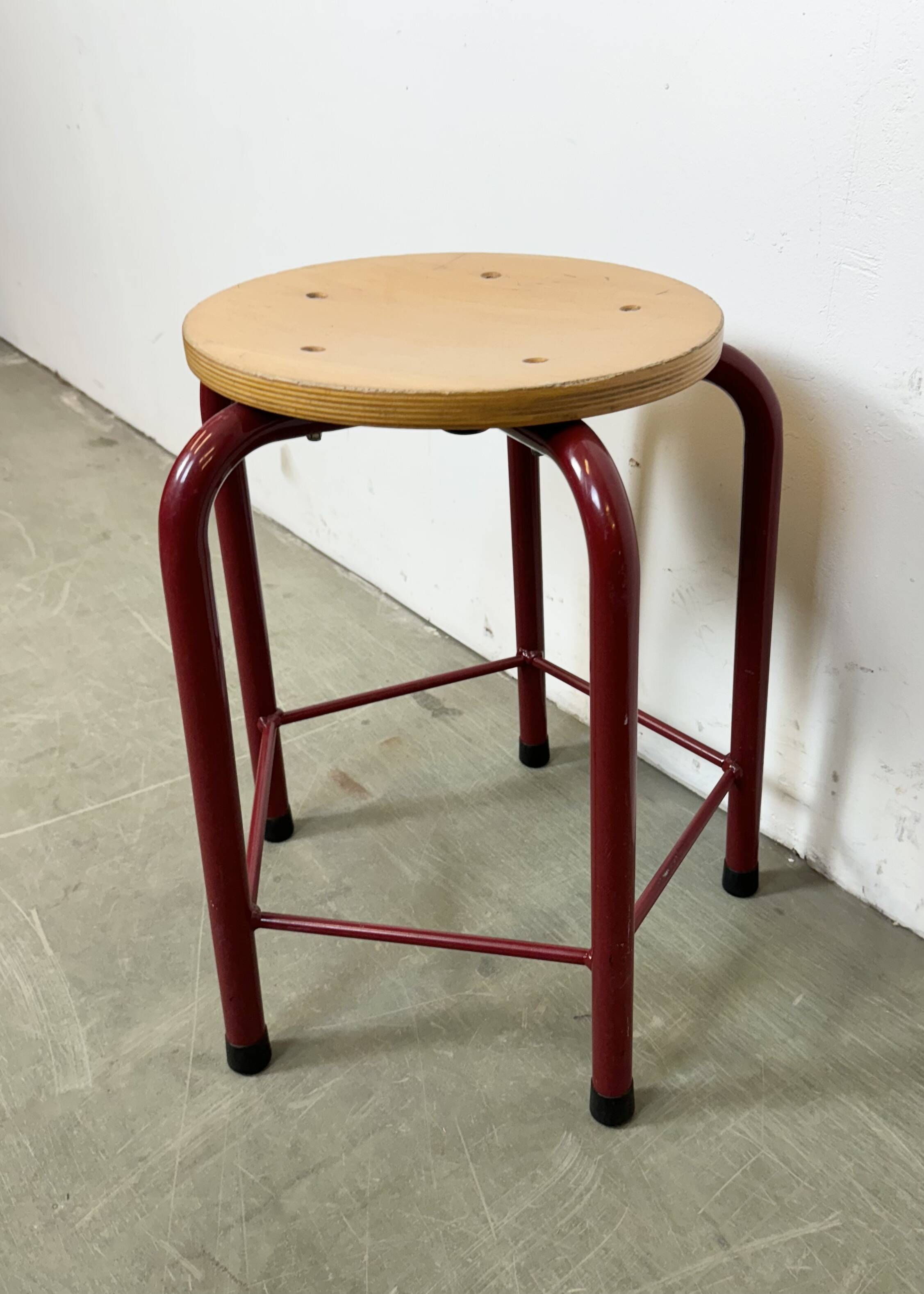Vintage Industrial School Stool, 1970s