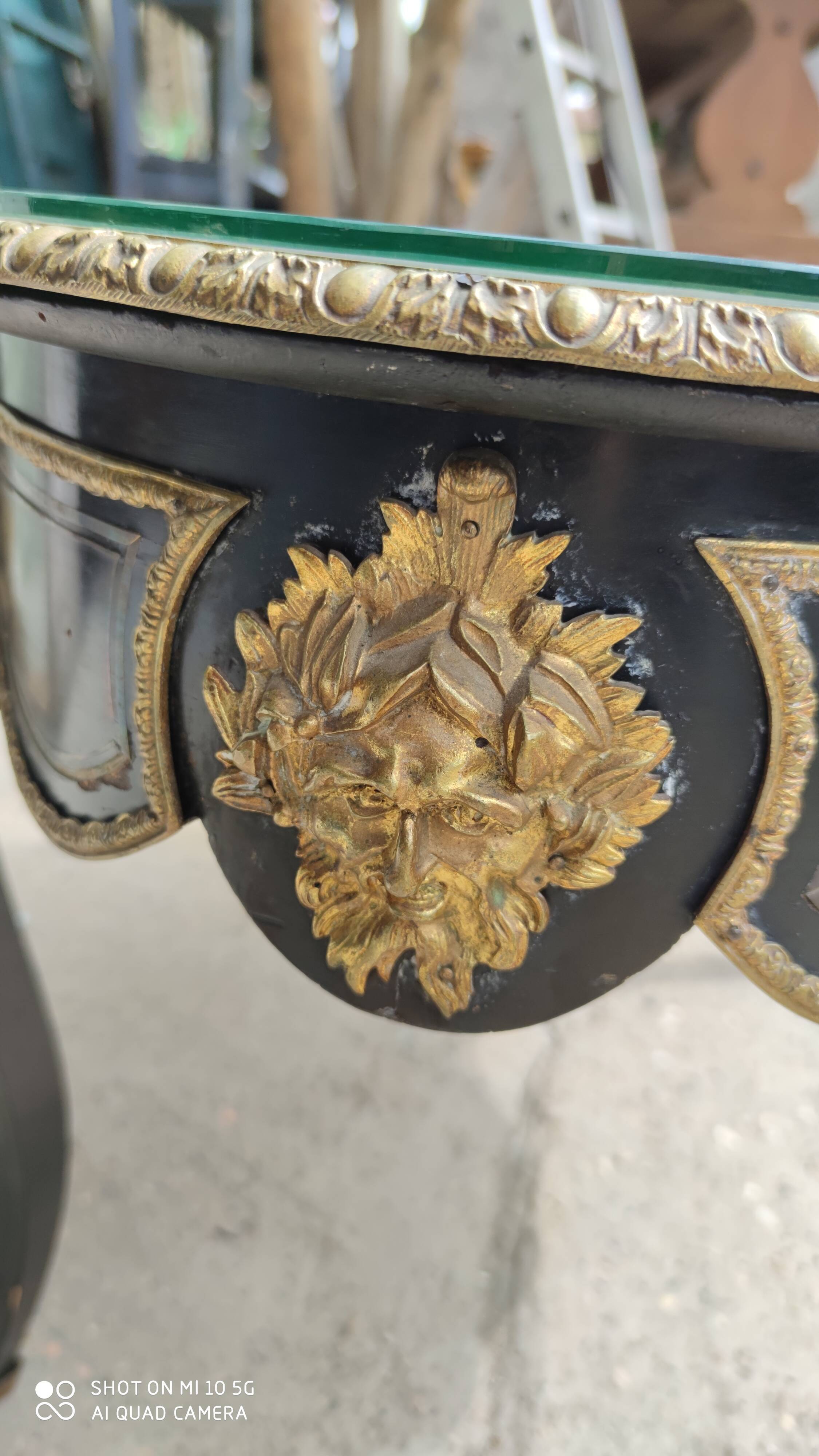 Table desk middle marquetry called "Boulle" napoleon III era
