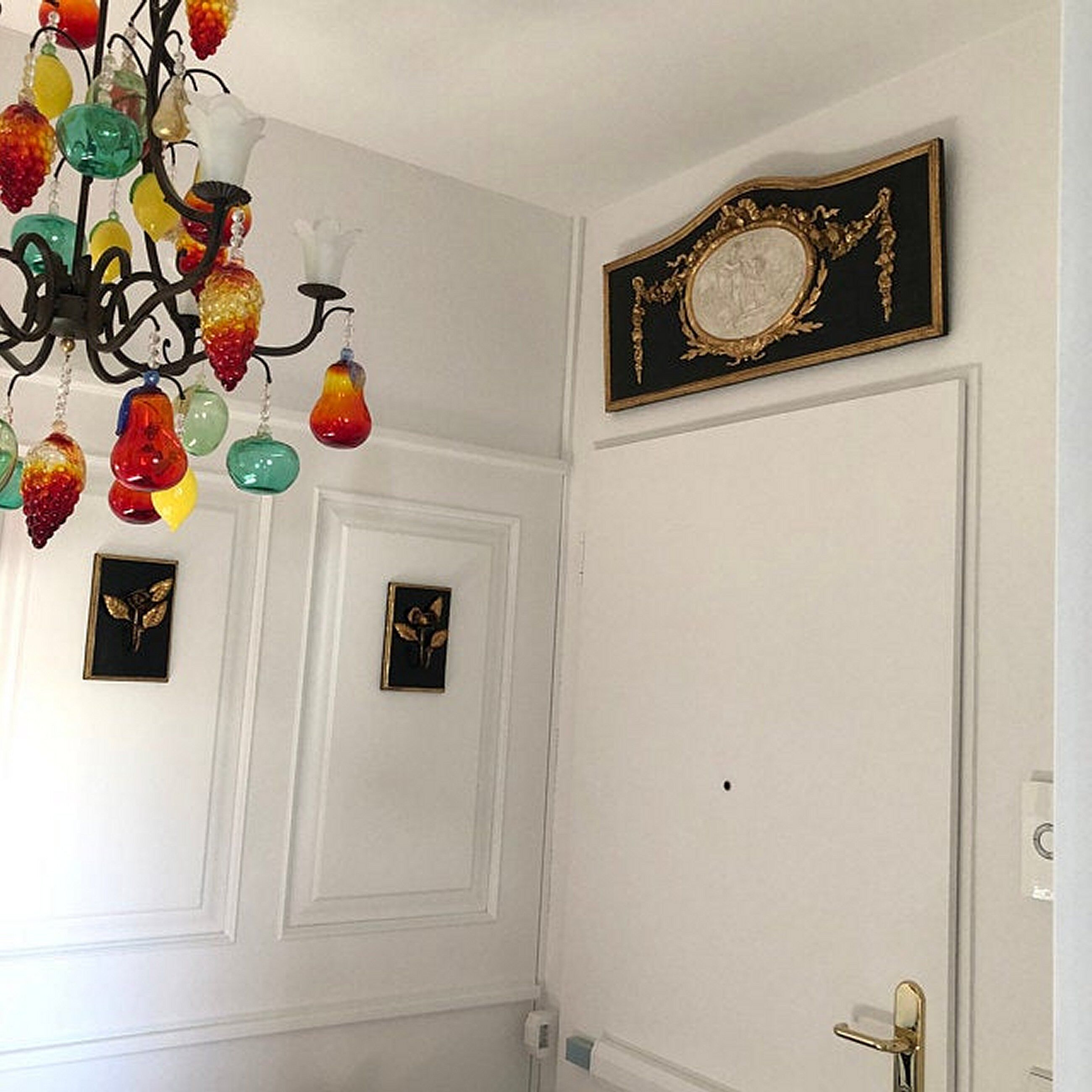 Top of door decorative paneau gilded wood