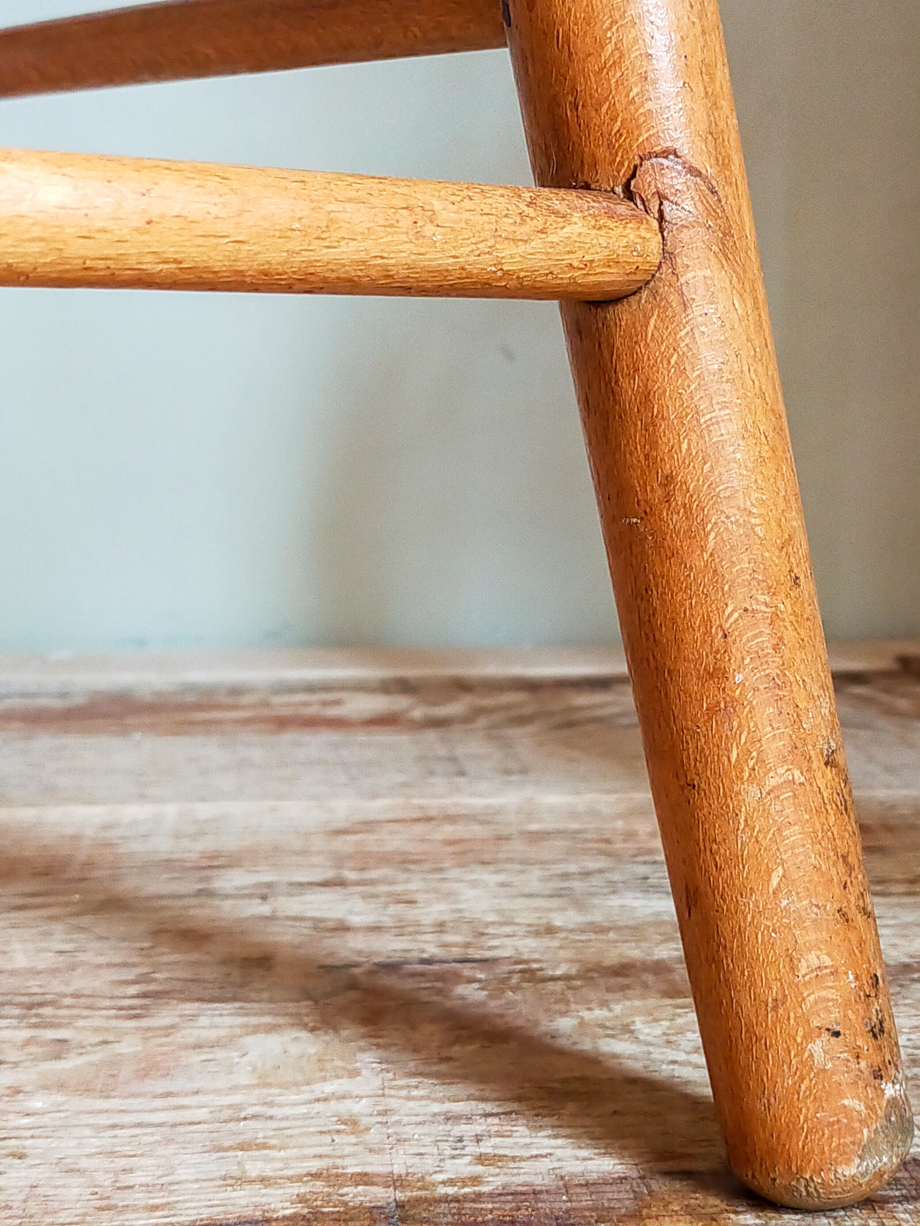 Vintage solid blond wood bar stool