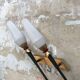 Pair of vintage metal and brass sconces