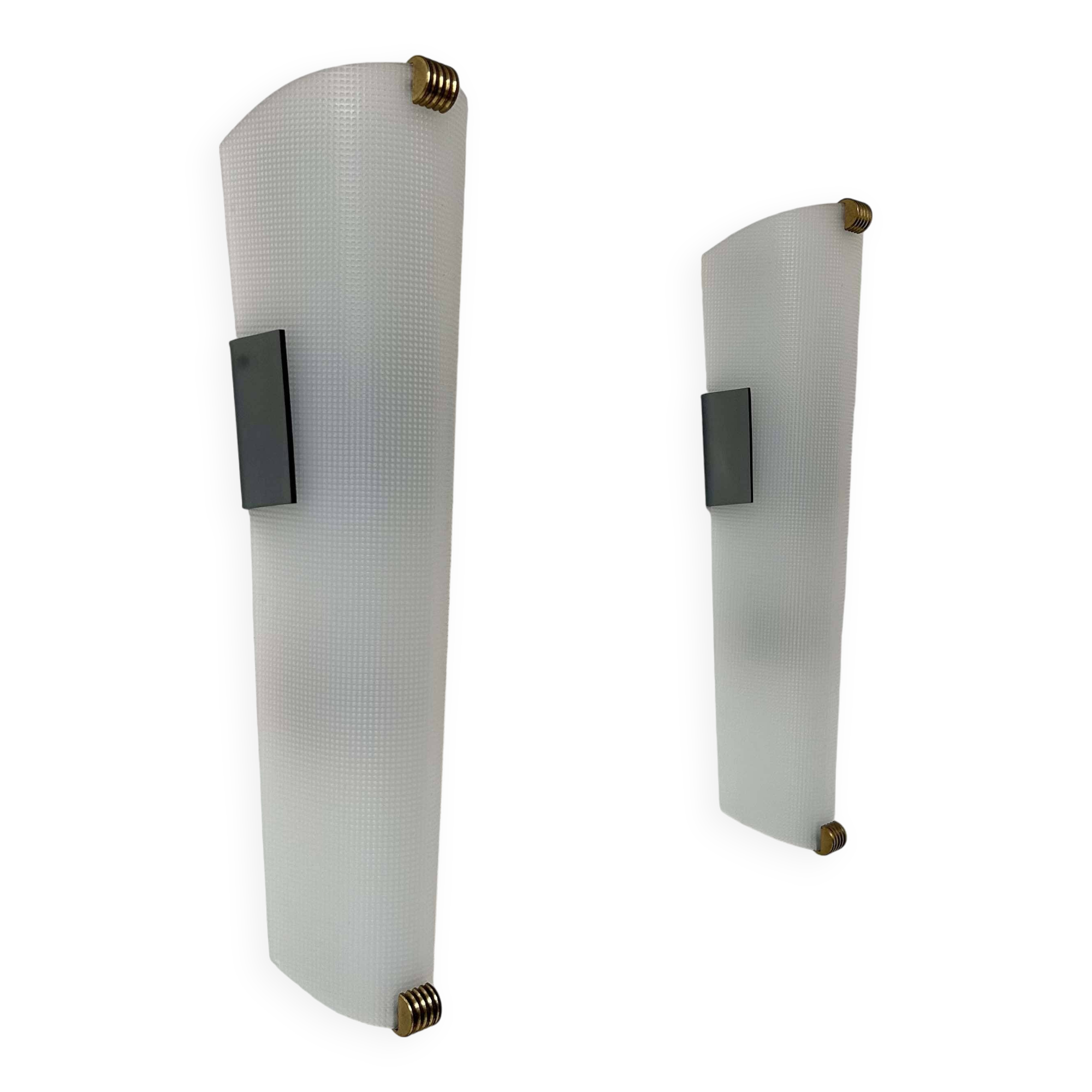 Pair of vintage brass and perspex wall lights, France 1960