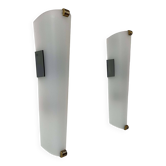Pair of vintage brass and perspex wall lights, France 1960