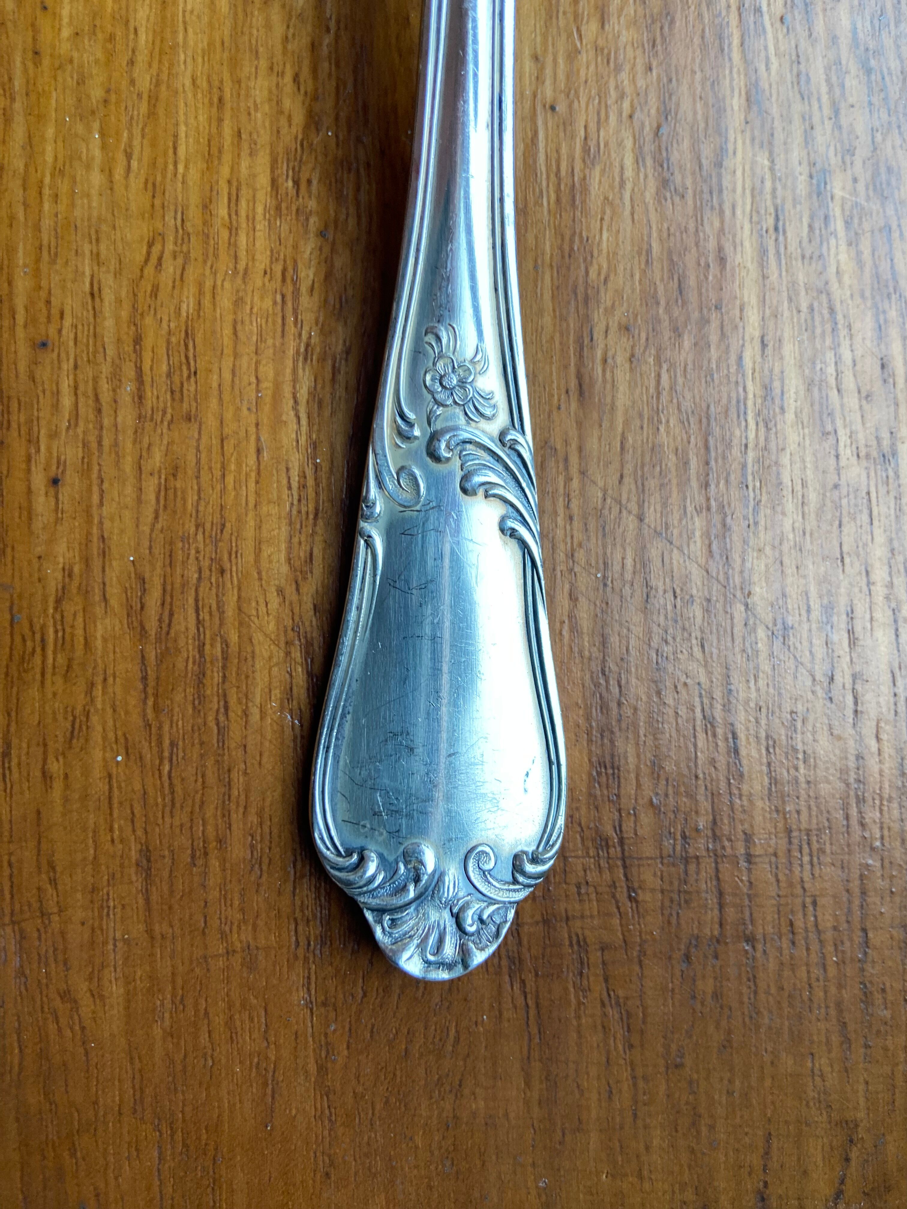 Silver metal salad servers
