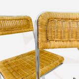 Bauhaus chaises en rotin circa 1970