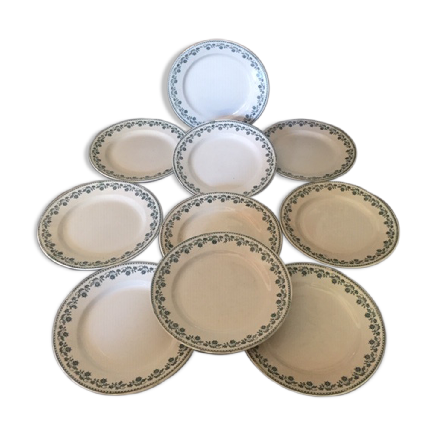 Set of 10 flat plates Moulin des Loups Hamage