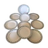 Set of 10 flat plates Moulin des Loups Hamage