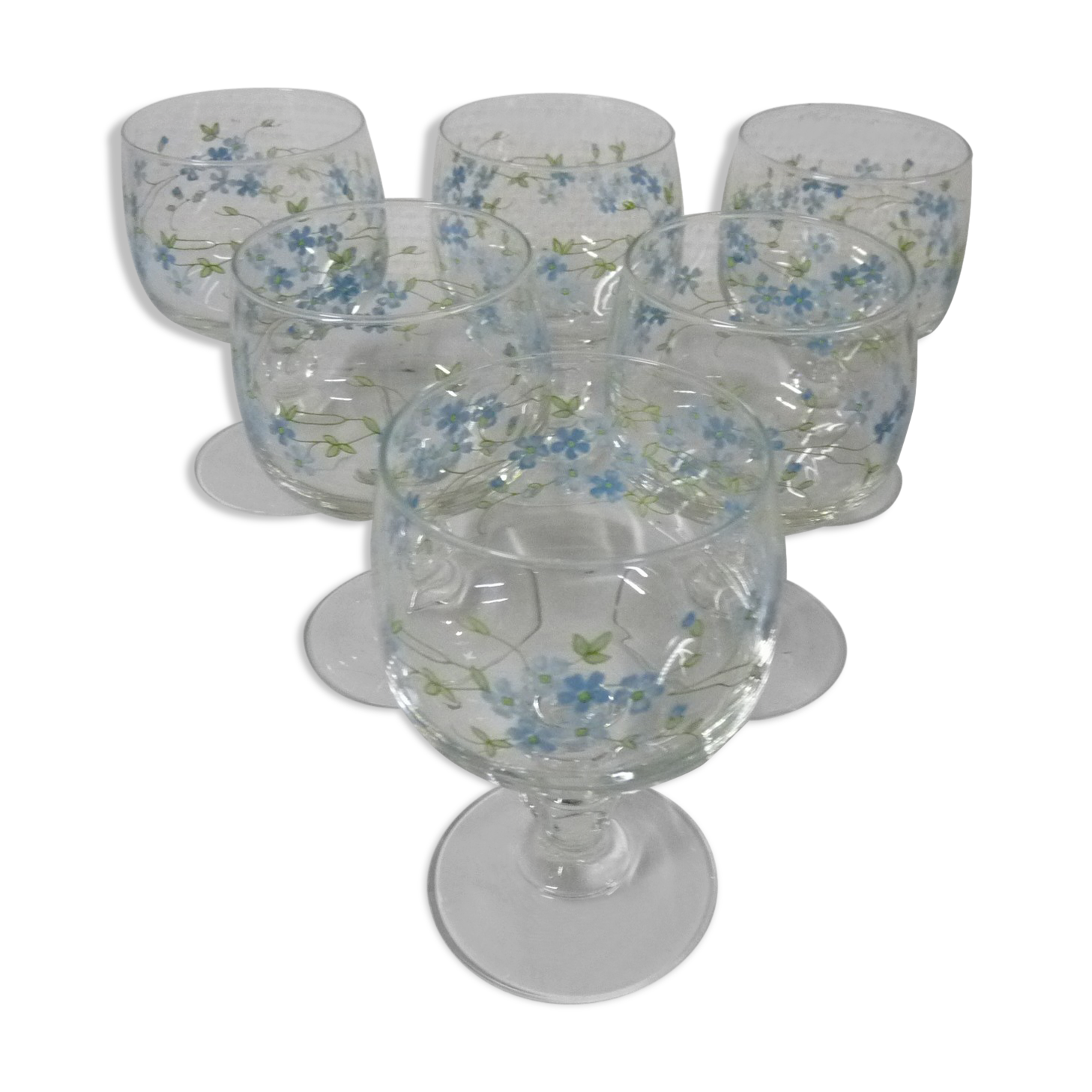 Lot de 6 verres sur pied Myosotis