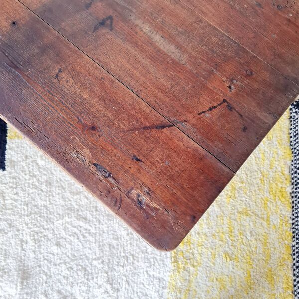 Petite table de ferme ancienne en bois – bureau rustique vintage