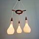Scandinavian lustre cascade in teak and frosted white glass, 1960s