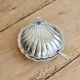 Vintage shell butter dish in silver-plated metal and glass with knife - Style