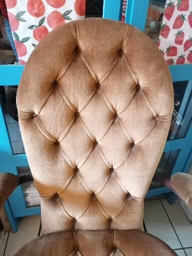 Relax armchair velvet chesterfield brown vintage 70s