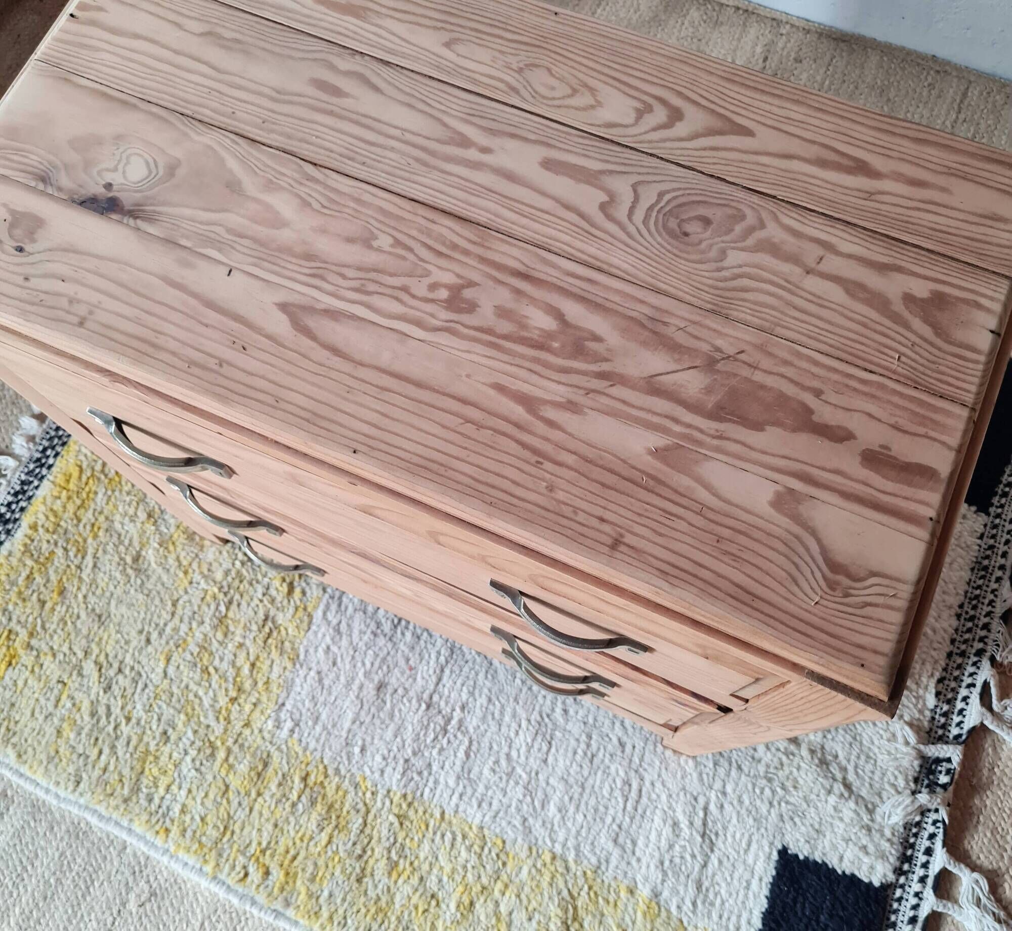 Antique pine chest of drawers, 3 drawers, raw wood