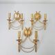 Set of 3 vintage Sciolari wall lights gold plated brass Italian 1960s