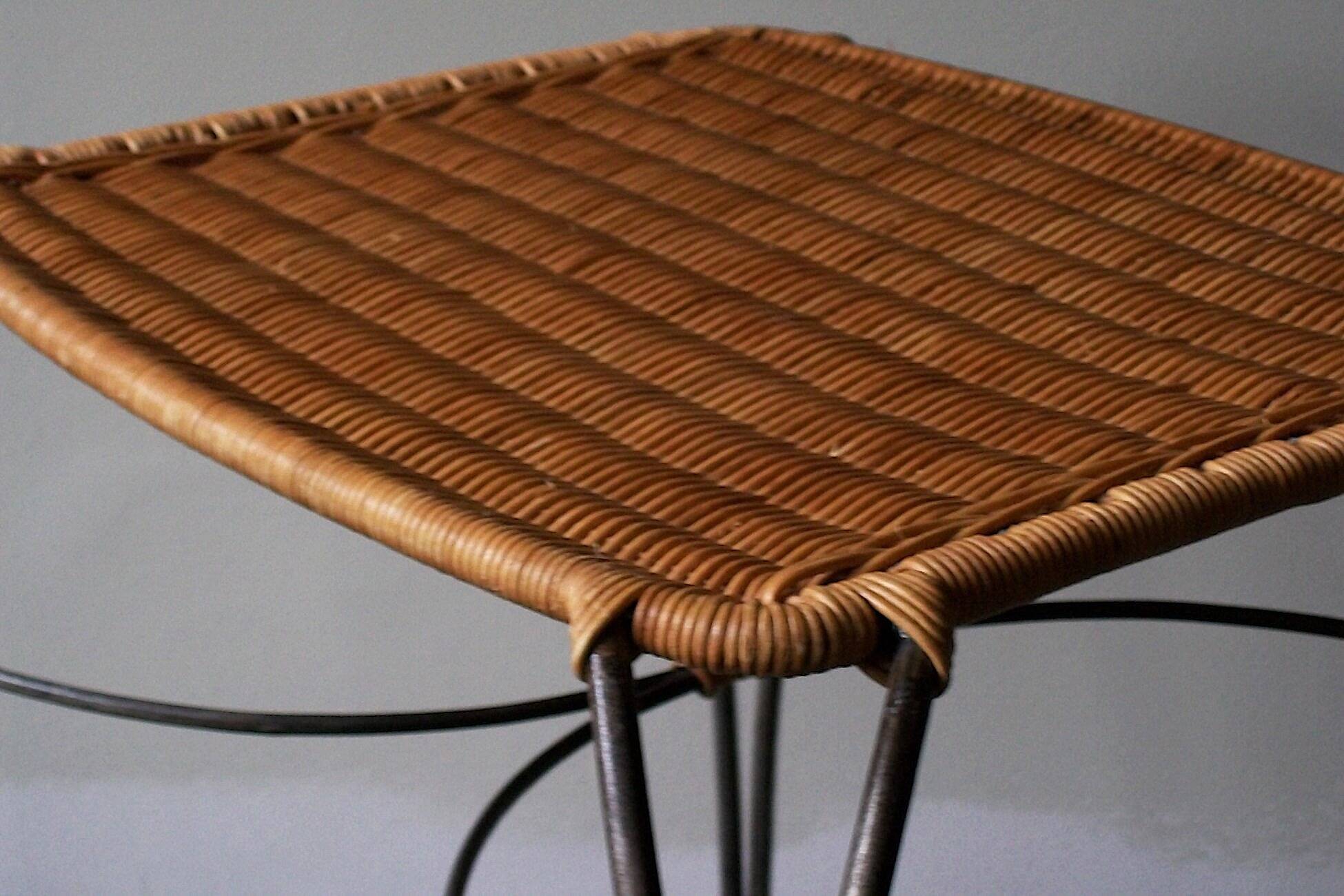 Vintage Swedish rattan and iron side table or wine or coffee table , 1970s