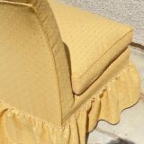 Vintage upholstered fabric toad armchair