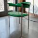 Chaise vintage chromée avec revêtement en skaï vert